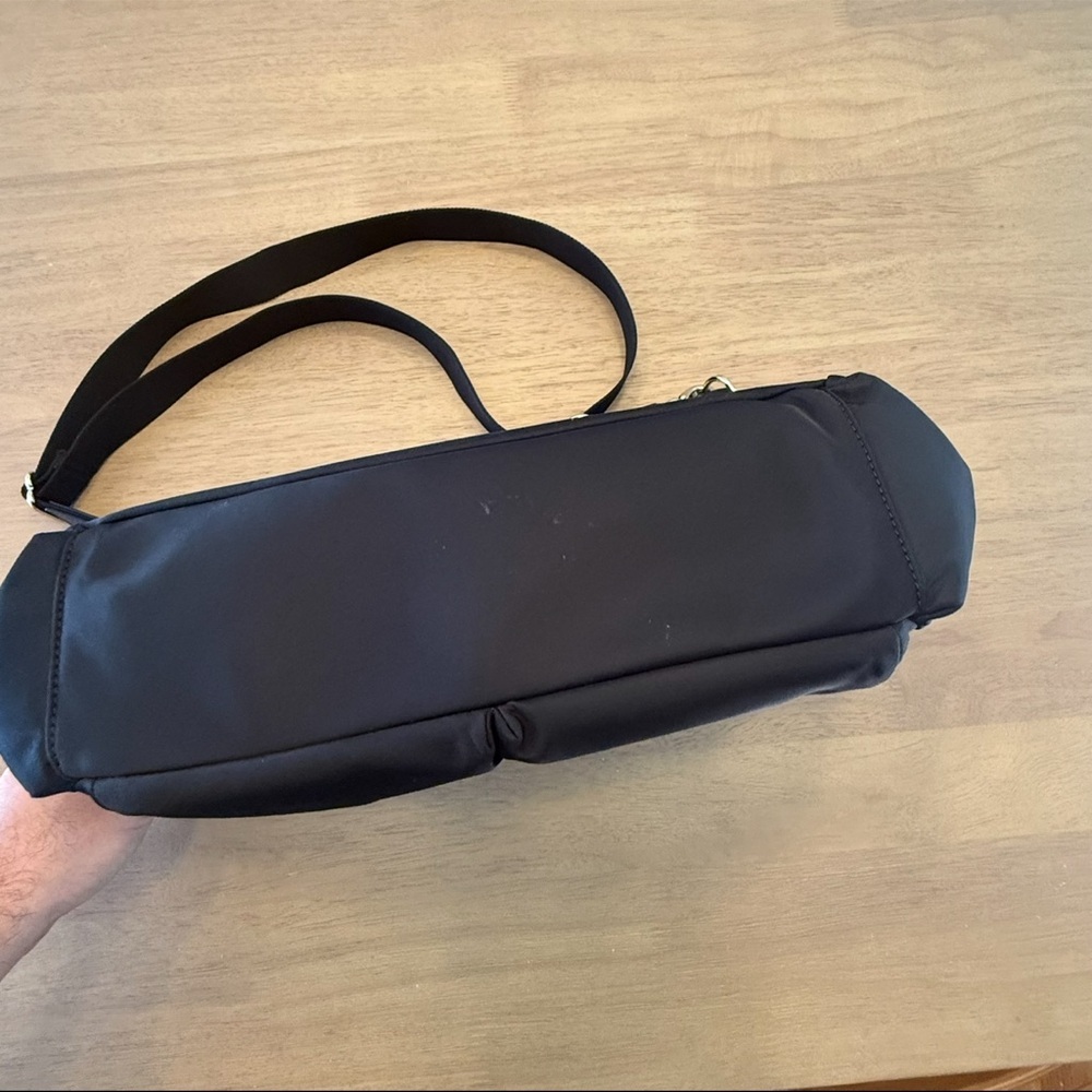 Kate Spade Black Cross Body Diaper Bag Nylon Tote with Gold Accents - Picture 4 of 5